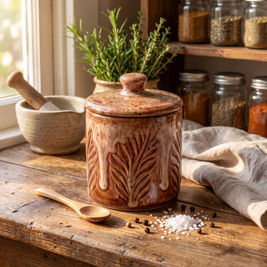 Purelival® Rustic Leaf Ceramic Flavored Jar