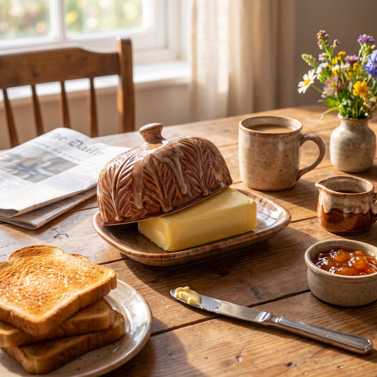 Purelival® Rustic Leaf Ceramic Butter Dish